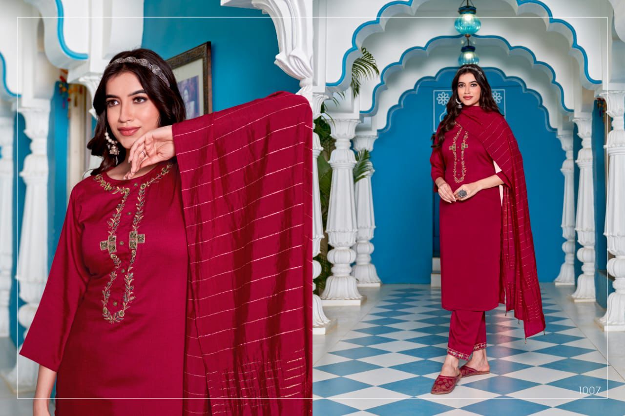 Prague By Sweety Chinon Embroidery Readymade Suits Wholesale Price In Surat